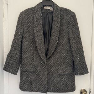 Nordstrom Women's Wool Blazer - olive green and Cream academia preppy business